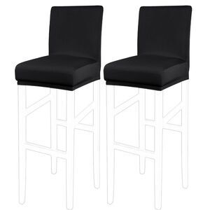 Stretch Bar Stool Cover for Bar Height Side Chair Slipcovers 2pcs Black